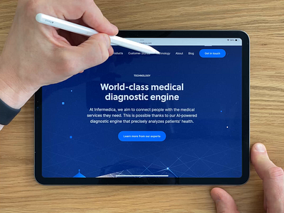 Infermedica Medical Reasoning Engine ai apple artificial intelligence branding design engine health healthcare illustration landing page tablet technology ui web design website