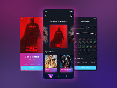 Cinema Mobile App 2022 trends best shot cinema clean creative daily ui exploration glassmorphism gradient inspiration mobile app modern movie app product design trendy ui ui design uiux user interface ux
