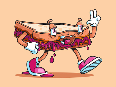 PB&J adobe illustrator branding cartoon character crumby crumby creative food food art gooey illustration jelly messy pbj peanut butter jelly peanut butter sandwich sandwich sandwich art sandwich illustration sloppy vector art