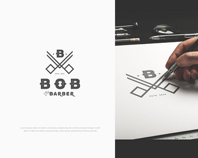 Bob the barber barber logo barbershop bob the barber brand design brand identity branding clean dailylogochallenge geometric grid hair hair cut hair salon logo logodesign minimal modern popular solid color ssorssci