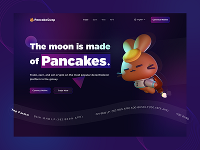 PancakeSwap Redesign Landing Page - Defi blockchain crypto dark decentralizefinance defi design hoempage home page landing landing page landingpage nft redesign ui web web design web page web site webpage website