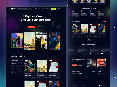 Rare Artwork NFT Marketplace Website art artwork artwork nft blockchain cryptoart cryptocurrency ethereum landing page marketplace modern design nft nft design nft marketplace nft store nft website rare artwork ui design ux design web design website