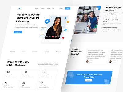 Online Mentoring Landing Page call clean clean ui conference course design landing page learning meet meeting mentor online site ui ui design uiux video web web design website