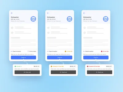Clocking in and out from a gig clock in gig mobile nudges ui