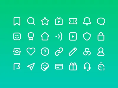 Social Media Line Icons bookmark filters flag gift heart iconography icons line icons link profile search send simple star stickers support symbols ticket vector watch