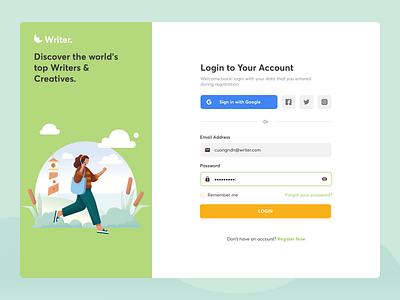 Writer Hiring - Login Form form login ui website writer