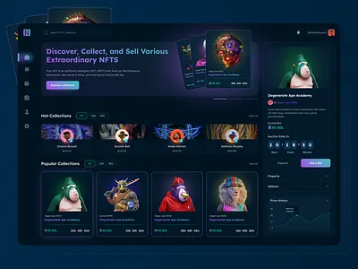 Dashboard - NFT Marketplace 2020 trend design app design blockchain coloful components crypto cryptocurrency dashboard dashboard ui design landing page marketplace mobile app nft art nft market nft marketplace token ui ui design