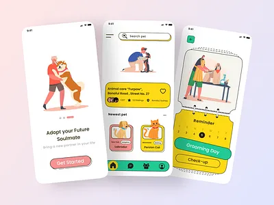 Pet care - Mobile app animal app app app design app redesign app ui design cat app design dog dog app ios mobile mobile ui pet pet shop ui ui app ui application uiux user interface web