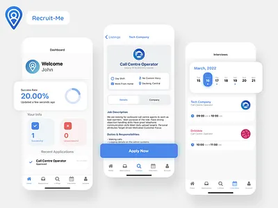 Recruit-Me app design illustration job finder mobile ui ux