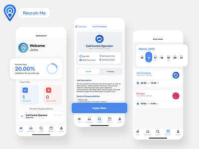 Recruit-Me app design illustration job finder mobile ui ux