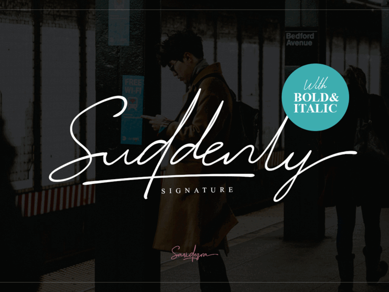 Suddenly – Signature Script logo fonts typography