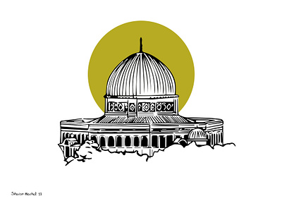 Jerusalem art prints gold golden city graphic art graphic artist graphic studio illust illustration israel israeli art jerusalem old city in jerusalem prints sharonm studio sketch the dome of the rock the temple mount