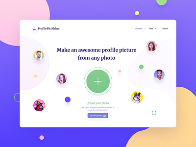 Profile Pic Maker UI/UX Design landing landing pagem pfp pfpmaker photo background product design profilepic ui design ui ux