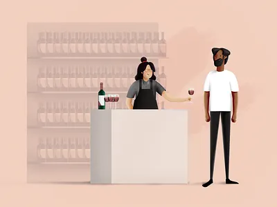 Tasty 🍷 character character design illustration man photoshop shelves shop shopping sommelier style frame taste tasty wine women