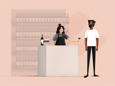 Tasty 🍷 character character design illustration man photoshop shelves shop shopping sommelier style frame taste tasty wine women