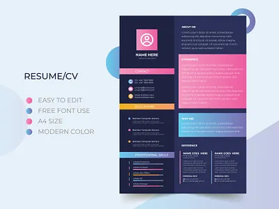 Modern creative resume cv template 3d animation banners branding design experience graphic design logo motion graphics print item social media banner stationary ui web ui