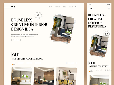 Arc - Portfolio Website Design creative design desktop figma interior interior design interior portfolio minimal mobile version online portfolio portfolio website responsive template ui ux web web design website