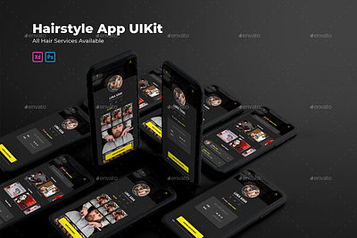 Hairstyle App UiKit clean hairstyle hairstyle app ios app light ui minimal modern ui online application psd uikit ui app ui design