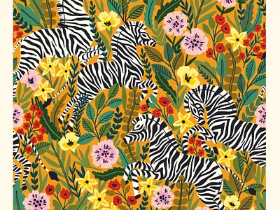 ZEBRAS vector seamless pattern animal design floral flower graphic design illustration pattern seamless surface vector zebra