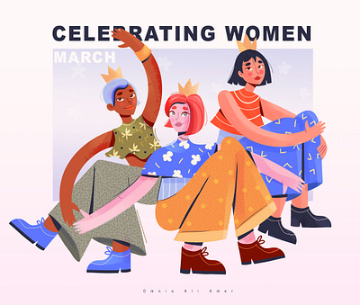 Celebrating women on march cartoon character design design flat illustraion illustration international vector woman