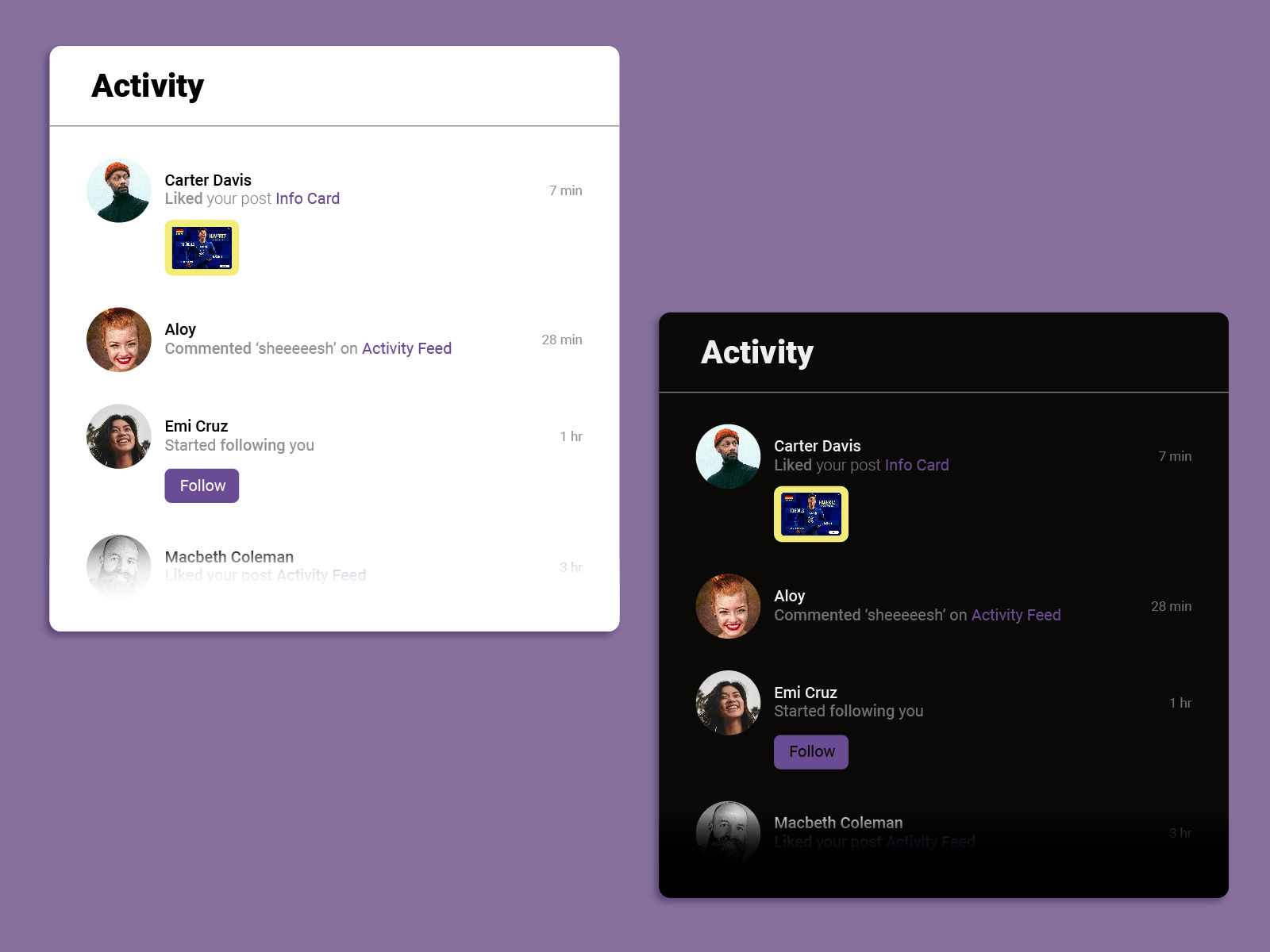 Daily UI #047 - Activity Feed by Jordan McLean on Dribbble