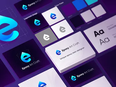 Logo "Epoxy Art Craft" 3d branding composition dark design drop e epoxy graphic design guidelines illustration logo typography ui vector