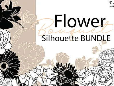 Bouquet Flower Silhouette Bundle branding flat graphic design illustration logo outline silhouette vector