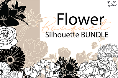 Bouquet Flower Silhouette Bundle branding flat graphic design illustration logo outline silhouette vector