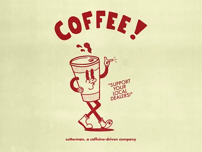 Coffee! - Support your local dealers. 20s coffee cuphead dealer design digital art drawing halftone illustration local merch old rose rubber rubber rose shop support t shirt tshirt vintage