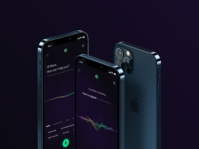 AI Voice Assistant App - Dark ai app assistant design ios mobile ui ux voice voice search