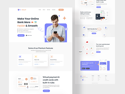 E-Wallet Landing Page I Devsnet bank bitcoin clean cryptocurrency devsnet dollar e wallet finance fintech homepage landing page loan minimal money payment ui ux wallet web design website