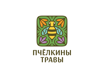 Bee Herbs aroma artnouveau bee branding comfort decorative ecology flowers herbs logo naute tile