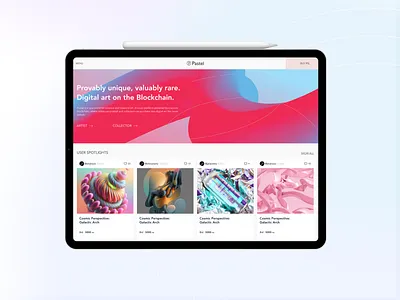 Pastel for tablet view clean crypto cta design desktop form home page interface landing logo menu mobile nft onbording pastel platform tablet ui ux web