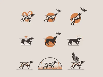 Piedmont Pointers | Logo exploration adobe illustrator bird branding breeder dog dogs hunters logo orange pointer