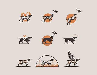 Piedmont Pointers | Logo exploration adobe illustrator bird branding breeder dog dogs hunters logo orange pointer