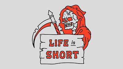 Life is short character character design illustration minimal reaper skeleton skull vector