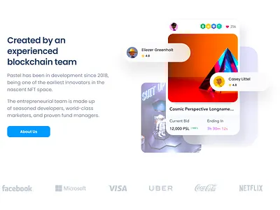 Created by blockchain team 3d about animation branding card cards click design finance graphic design home interface modal motion graphics nft product ui ux web