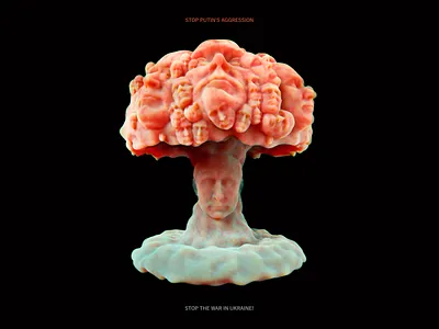 Putin and his nuclear button (3D visual) 3d aggression courage design graphics nuclear button putin russia strength uiux ukraine war webdesign