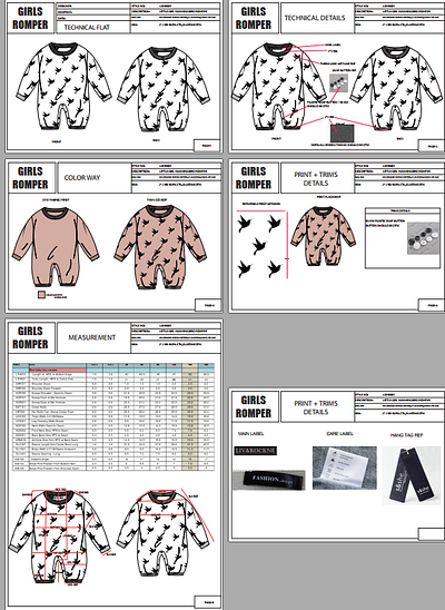 Apparel Tech pack for Manufacturing clothing tech pack