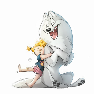 BFF bff character design dog hug husky kids