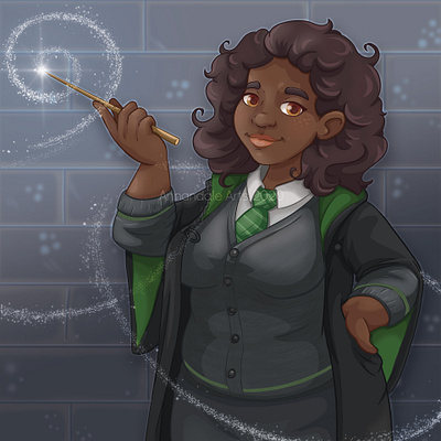Harry Potter - Slytherin student cloak cute dark harry harry potter illustration photoshop potter spell witch