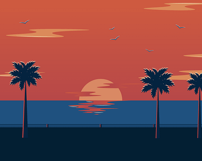 Sunset at Sea attractive colors graphic design illustration inspo orange painting palms sea sketching sunset sunsetatsea vector
