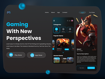 Game Zone & Streaming App Landing Page branding landingpage ui design webpage website