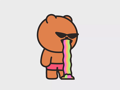 Vomiting ae animation bear character illustration motion rainbow vomiting