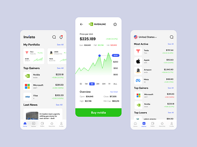 stock investing app - Invisto app finance app finance mobile app investing investing app investing app design investing mobile app ios managmnet mobile app stocks investing stocks investing mobile app ui