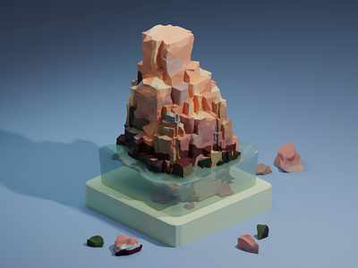 Sea Cliff blender blender3d blender3dart blenderartist blenderdesign cliff cycles design lowpoly lowpoly3d lowpolyart