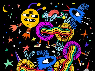 Space Walker dance dancing doodle illustration nft procreate