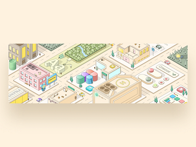 Illustrated VK design banner branding city design figma illustration illustrator isometric isometry vector vk