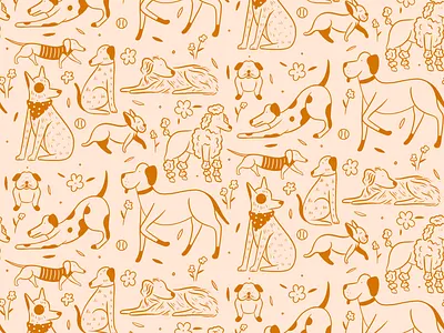 Doggo Pattern design dog pattern dogs hand drawn illustration illustrator line art pattern pet procreate wallpaper