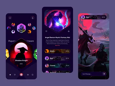 Streaming App Mobile Design card clean game game ui gamer games live live app live screen live stream live streaming mobile mobile app stream stream app streamer streaming streaming app twitch ui
